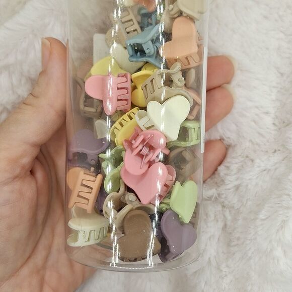 Heart flower shape hair clip bundle 50pc set matte finish - Picture 4 of 7